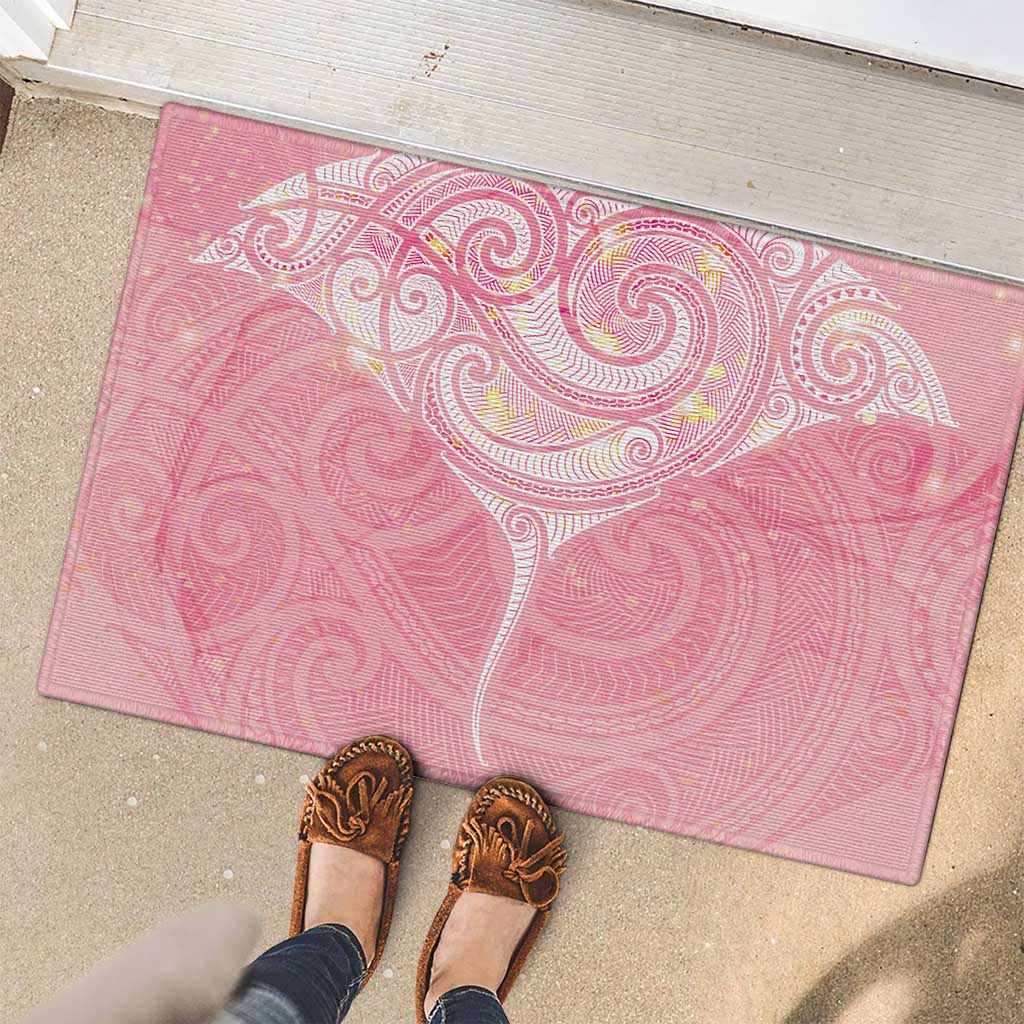 Breast Cancer Awareness Maori Aotearoa Rubber Doormat Manta Ray - Pink Glaze - Aussie Hoodie