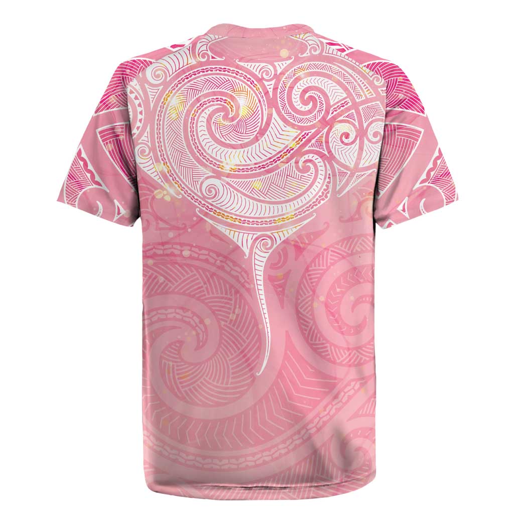 Breast Cancer Awareness Maori Aotearoa Rugby Jersey Manta Ray - Pink Glaze - Aussie Hoodie