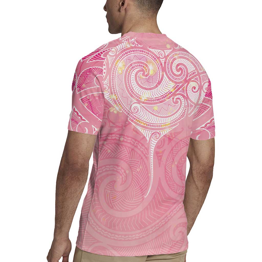 Breast Cancer Awareness Maori Aotearoa Rugby Jersey Manta Ray - Pink Glaze - Aussie Hoodie