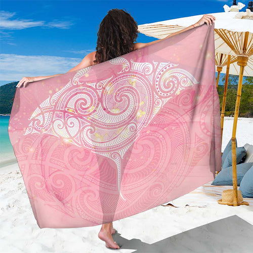 Breast Cancer Awareness Maori Aotearoa Sarong Manta Ray - Pink Glaze - Aussie Hoodie