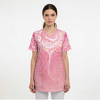 Breast Cancer Awareness Maori Aotearoa Scrub Top Manta Ray - Pink Glaze - Aussie Hoodie