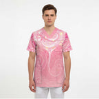 Breast Cancer Awareness Maori Aotearoa Scrub Top Manta Ray - Pink Glaze - Aussie Hoodie