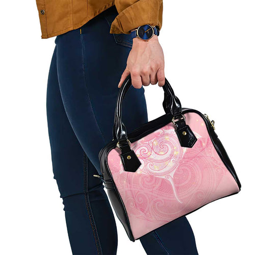 Breast Cancer Awareness Maori Aotearoa Shoulder Handbag Manta Ray - Pink Glaze - Aussie Hoodie