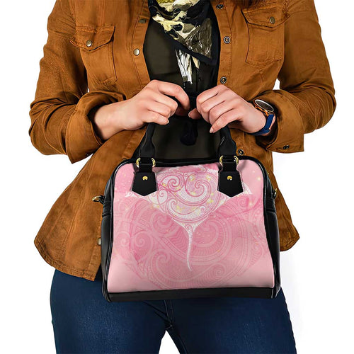 Breast Cancer Awareness Maori Aotearoa Shoulder Handbag Manta Ray - Pink Glaze - Aussie Hoodie