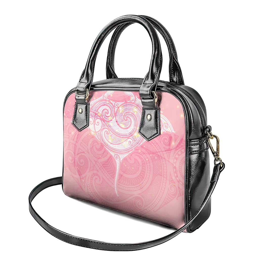Breast Cancer Awareness Maori Aotearoa Shoulder Handbag Manta Ray - Pink Glaze - Aussie Hoodie