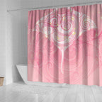 Breast Cancer Awareness Maori Aotearoa Shower Curtain Manta Ray - Pink Glaze - Aussie Hoodie