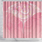 Breast Cancer Awareness Maori Aotearoa Shower Curtain Manta Ray - Pink Glaze - Aussie Hoodie