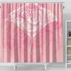 Breast Cancer Awareness Maori Aotearoa Shower Curtain Manta Ray - Pink Glaze - Aussie Hoodie