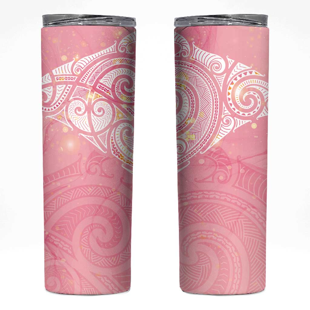 Breast Cancer Awareness Maori Aotearoa Skinny Tumbler Manta Ray - Pink Glaze - Aussie Hoodie