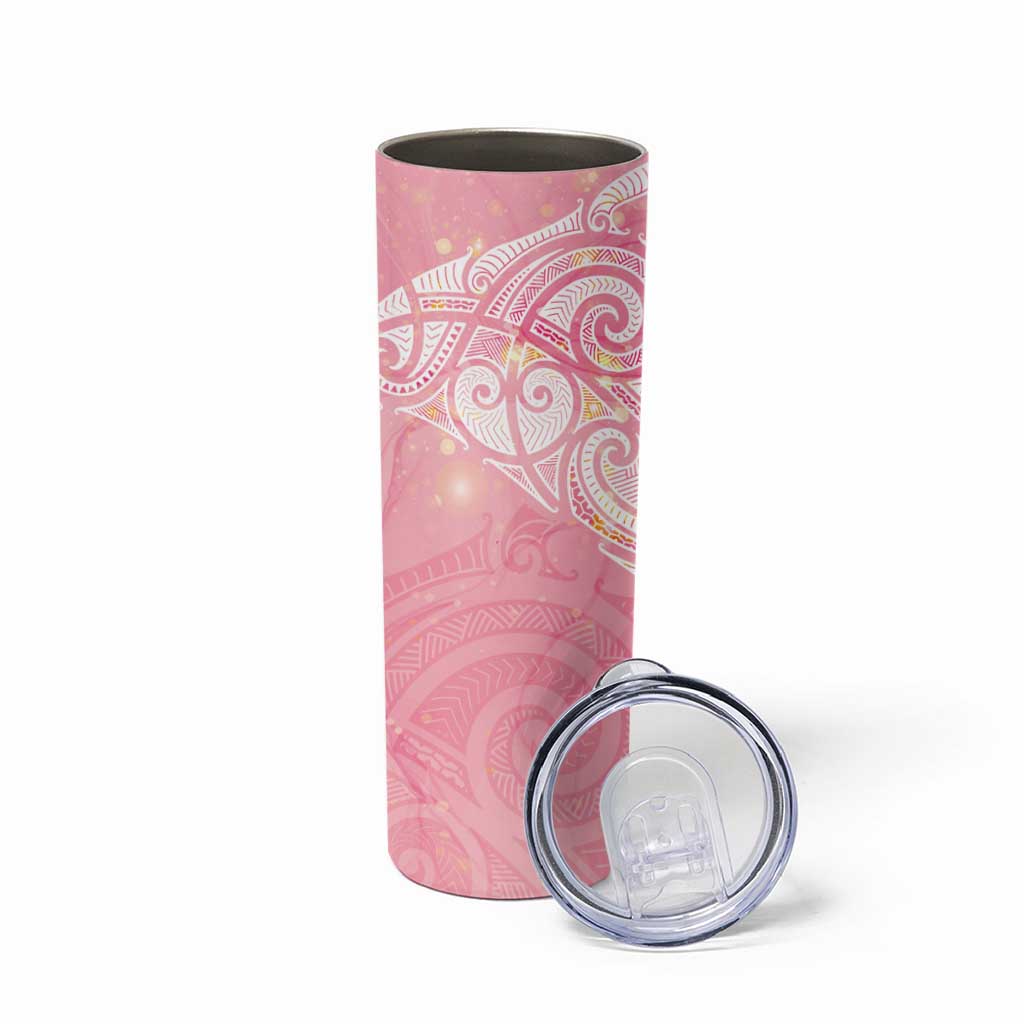 Breast Cancer Awareness Maori Aotearoa Skinny Tumbler Manta Ray - Pink Glaze - Aussie Hoodie