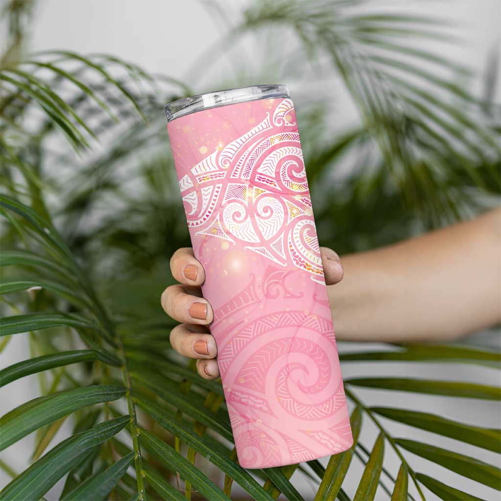 Breast Cancer Awareness Maori Aotearoa Skinny Tumbler Manta Ray - Pink Glaze - Aussie Hoodie