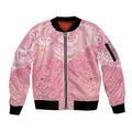 Breast Cancer Awareness Maori Aotearoa Sleeve Zip Bomber Jacket Manta Ray - Pink Glaze - Aussie Hoodie