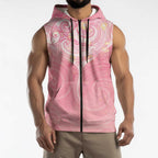Breast Cancer Awareness Maori Aotearoa Sleeveless Zip Hoodie Manta Ray - Pink Glaze LT7