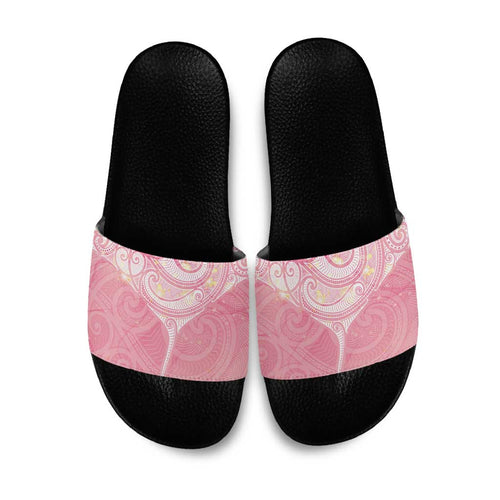 Breast Cancer Awareness Maori Aotearoa Slide Sandals Manta Ray - Pink Glaze - Aussie Hoodie