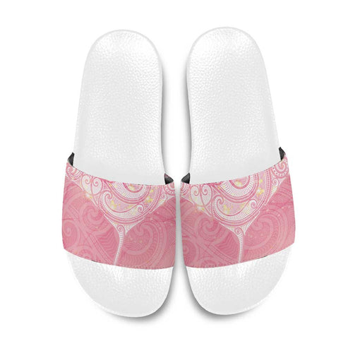 Breast Cancer Awareness Maori Aotearoa Slide Sandals Manta Ray - Pink Glaze - Aussie Hoodie