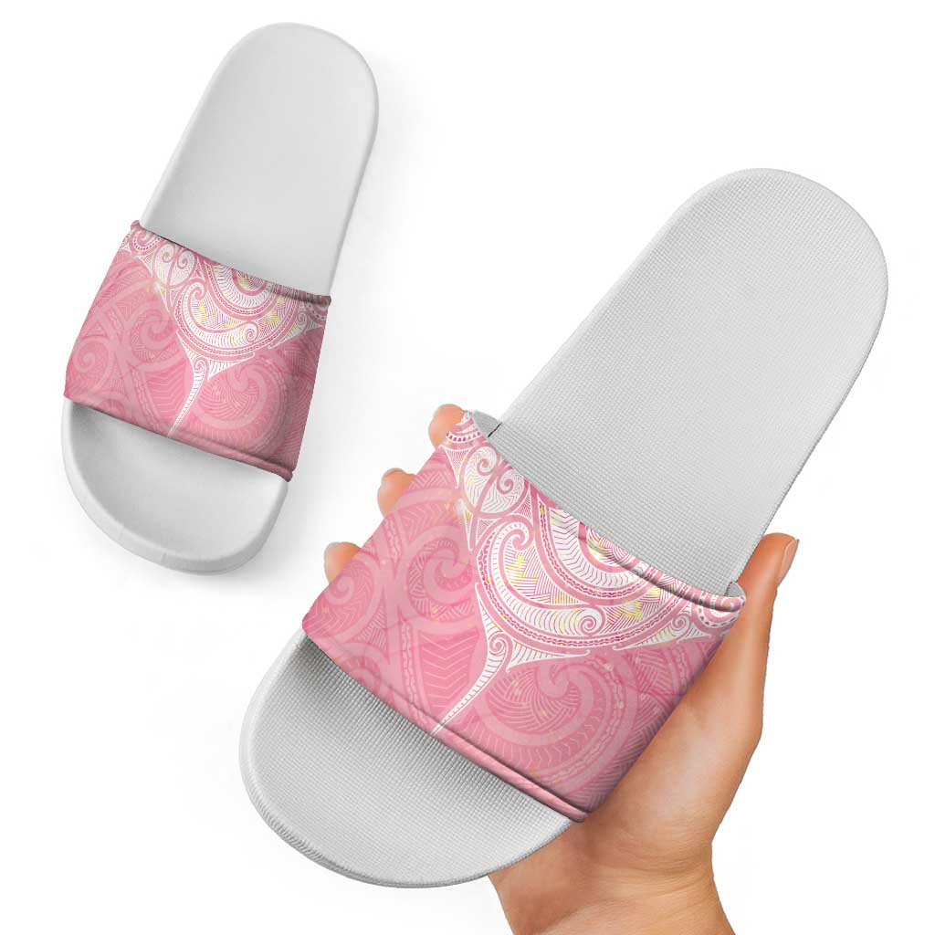 Breast Cancer Awareness Maori Aotearoa Slide Sandals Manta Ray - Pink Glaze - Aussie Hoodie
