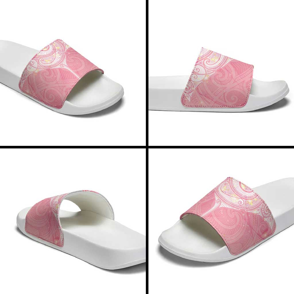 Breast Cancer Awareness Maori Aotearoa Slide Sandals Manta Ray - Pink Glaze - Aussie Hoodie