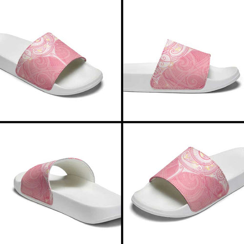 Breast Cancer Awareness Maori Aotearoa Slide Sandals Manta Ray - Pink Glaze - Aussie Hoodie