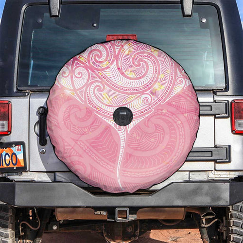 Breast Cancer Awareness Maori Aotearoa Spare Tire Cover Manta Ray - Pink Glaze - Aussie Hoodie