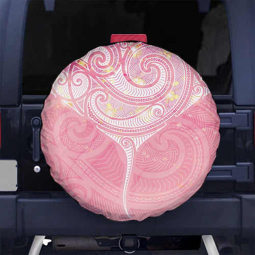 Breast Cancer Awareness Maori Aotearoa Spare Tire Cover Manta Ray - Pink Glaze - Aussie Hoodie