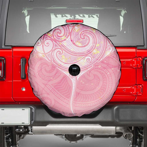 Breast Cancer Awareness Maori Aotearoa Spare Tire Cover Manta Ray - Pink Glaze - Aussie Hoodie