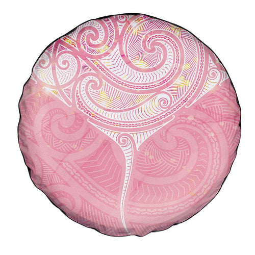 Breast Cancer Awareness Maori Aotearoa Spare Tire Cover Manta Ray - Pink Glaze - Aussie Hoodie