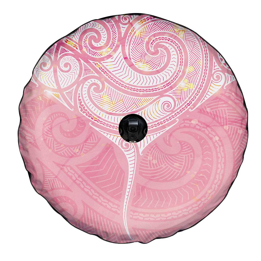 Breast Cancer Awareness Maori Aotearoa Spare Tire Cover Manta Ray - Pink Glaze - Aussie Hoodie