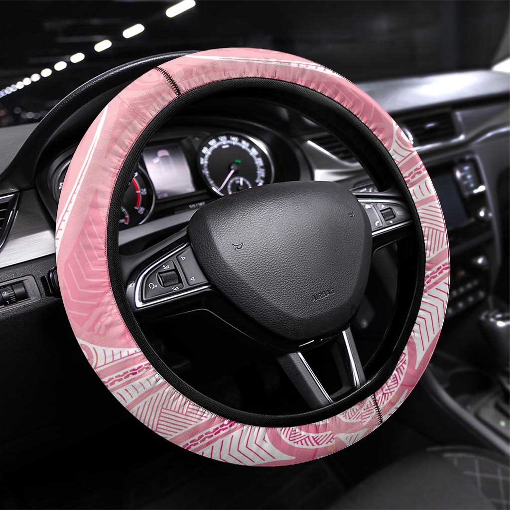 Breast Cancer Awareness Maori Aotearoa Steering Wheel Cover Manta Ray - Pink Glaze - Aussie Hoodie