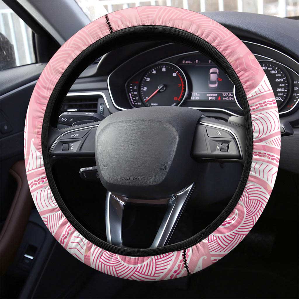 Breast Cancer Awareness Maori Aotearoa Steering Wheel Cover Manta Ray - Pink Glaze - Aussie Hoodie