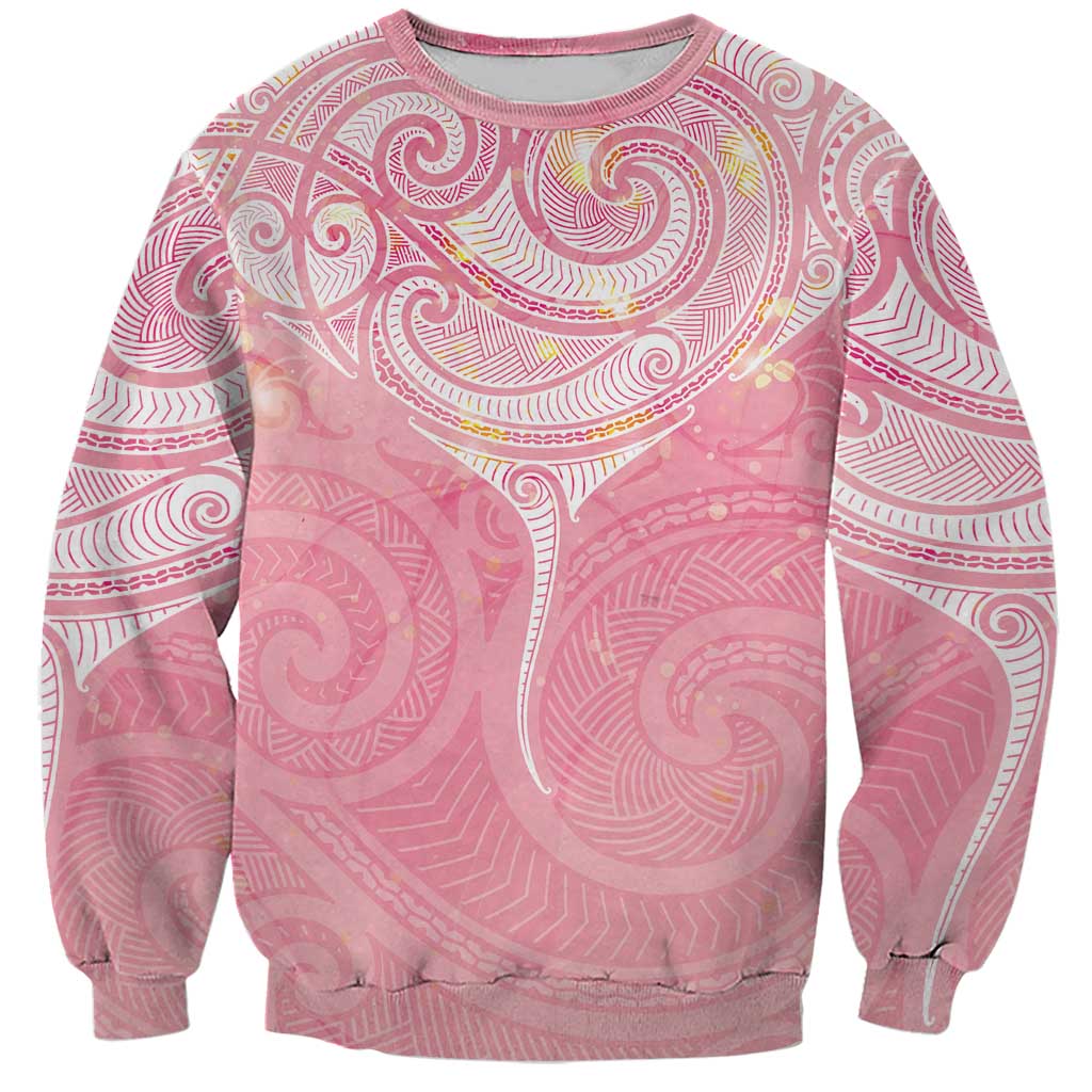 Breast Cancer Awareness Maori Aotearoa Sweatshirt Manta Ray - Pink Glaze - Aussie Hoodie