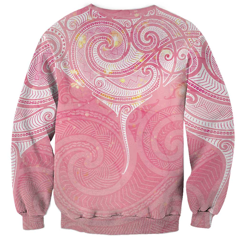 Breast Cancer Awareness Maori Aotearoa Sweatshirt Manta Ray - Pink Glaze - Aussie Hoodie