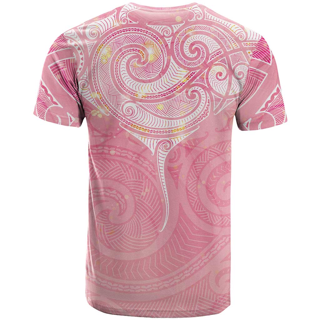 Breast Cancer Awareness Maori Aotearoa T Shirt Manta Ray - Pink Glaze - Aussie Hoodie