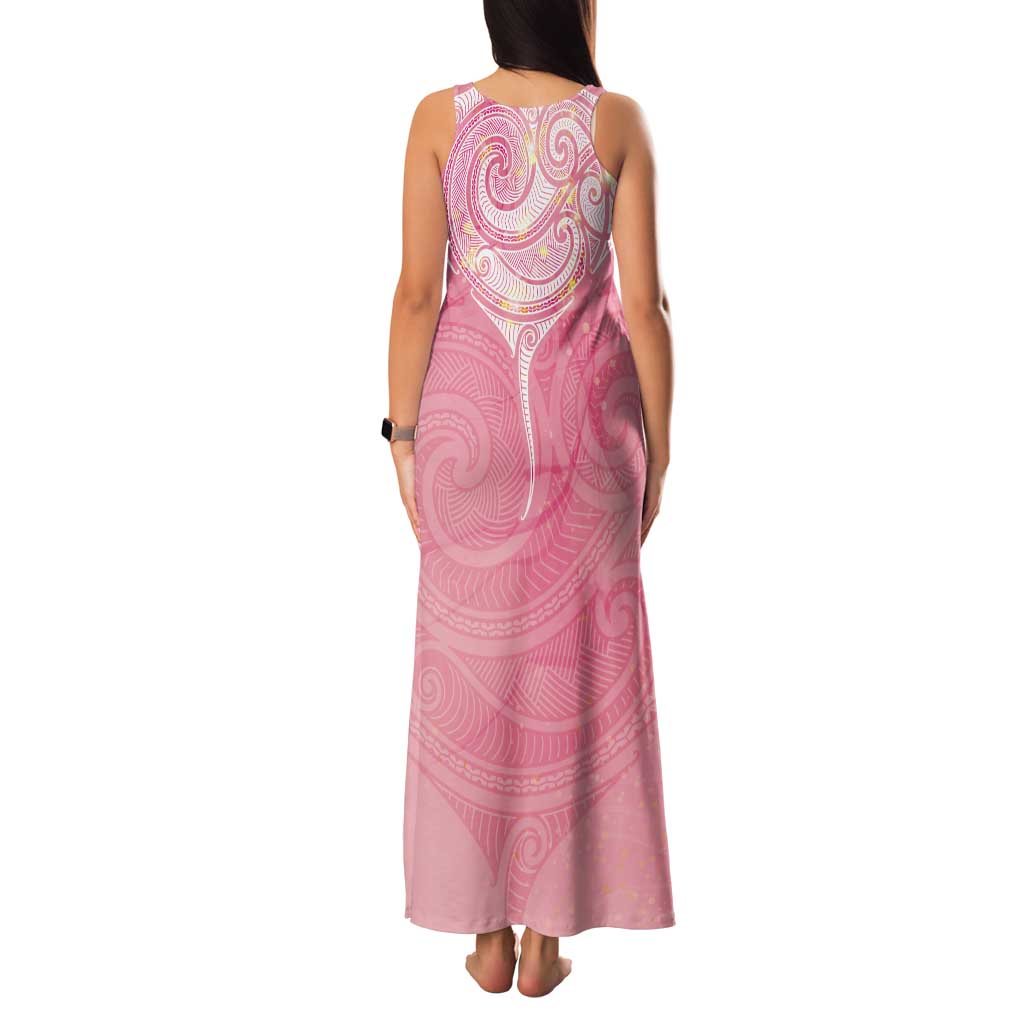 Breast Cancer Awareness Maori Aotearoa Tank Maxi Dress Manta Ray - Pink Glaze - Aussie Hoodie