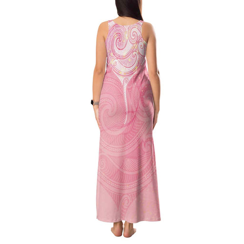 Breast Cancer Awareness Maori Aotearoa Tank Maxi Dress Manta Ray - Pink Glaze - Aussie Hoodie