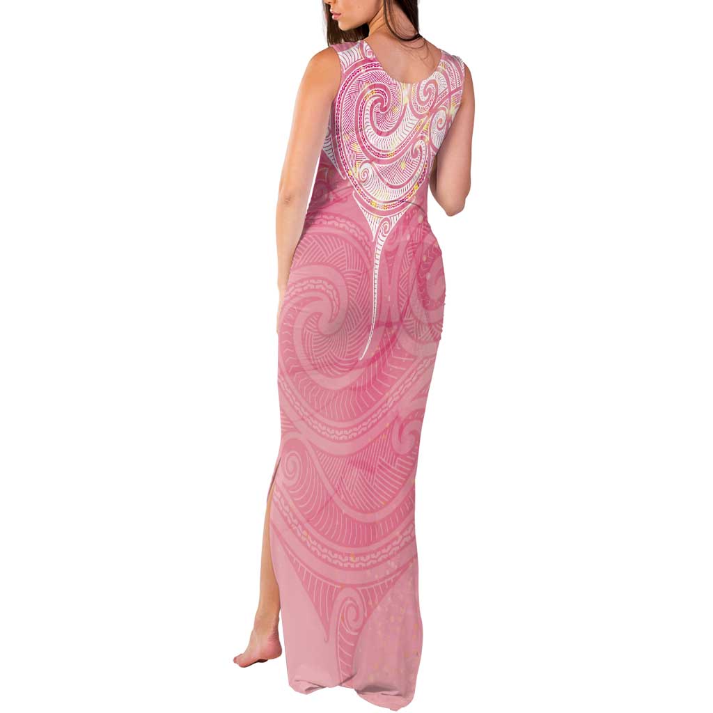 Breast Cancer Awareness Maori Aotearoa Tank Maxi Dress Manta Ray - Pink Glaze - Aussie Hoodie