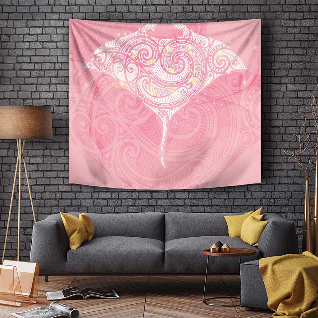 Breast Cancer Awareness Maori Aotearoa Tapestry Manta Ray - Pink Glaze - Aussie Hoodie