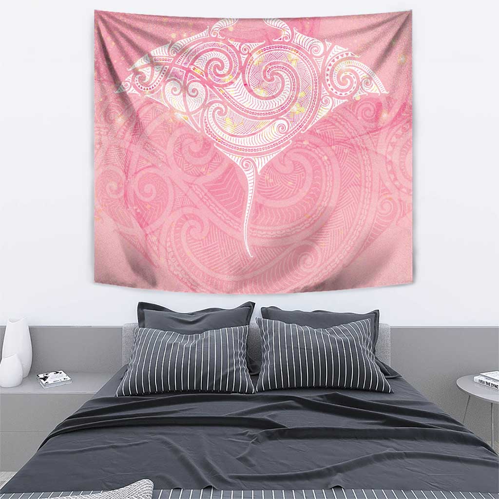 Breast Cancer Awareness Maori Aotearoa Tapestry Manta Ray - Pink Glaze - Aussie Hoodie