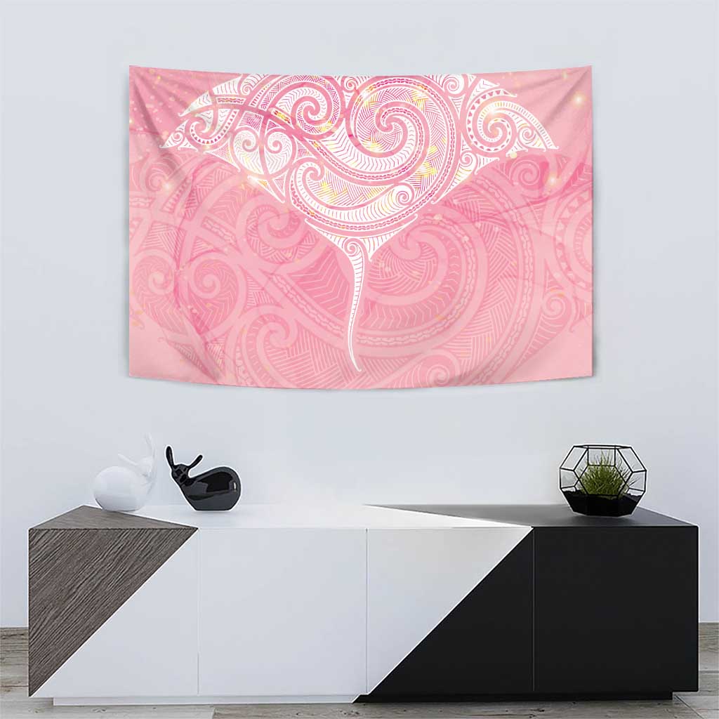 Breast Cancer Awareness Maori Aotearoa Tapestry Manta Ray - Pink Glaze - Aussie Hoodie