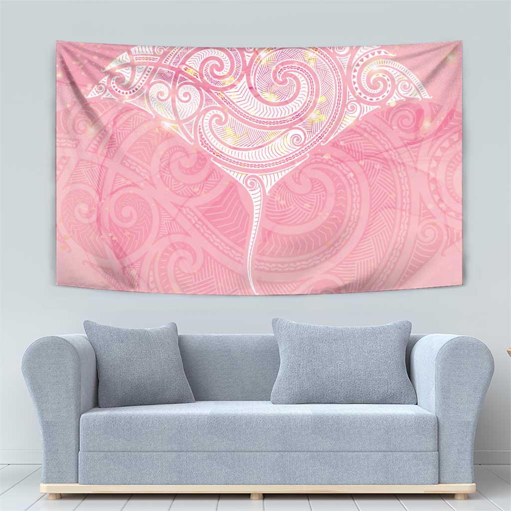Breast Cancer Awareness Maori Aotearoa Tapestry Manta Ray - Pink Glaze - Aussie Hoodie