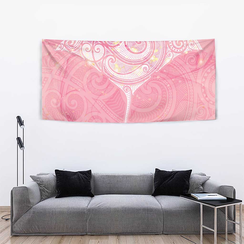 Breast Cancer Awareness Maori Aotearoa Tapestry Manta Ray - Pink Glaze - Aussie Hoodie