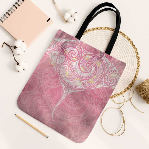 Breast Cancer Awareness Maori Aotearoa Tote Bag Manta Ray - Pink Glaze - Aussie Hoodie