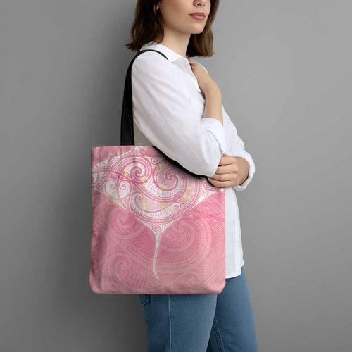 Breast Cancer Awareness Maori Aotearoa Tote Bag Manta Ray - Pink Glaze - Aussie Hoodie