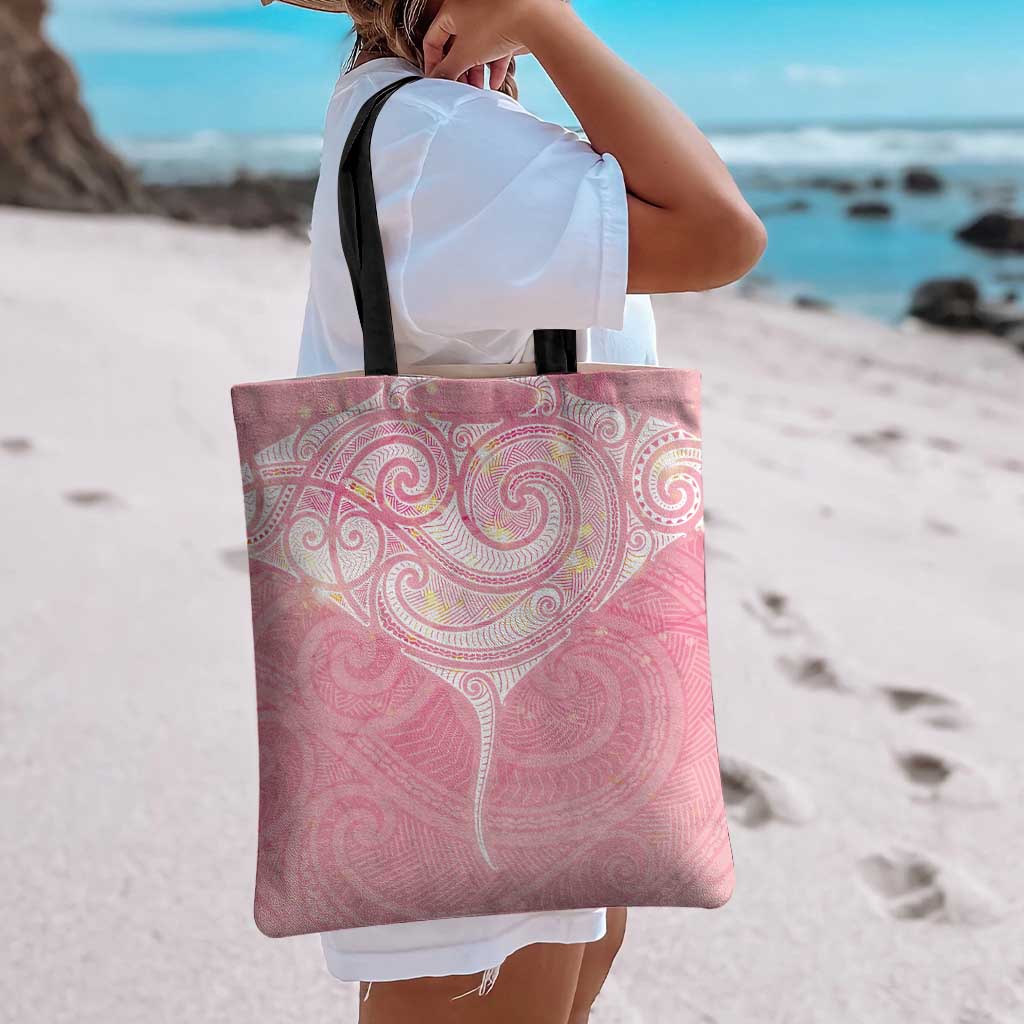 Breast Cancer Awareness Maori Aotearoa Tote Bag Manta Ray - Pink Glaze - Aussie Hoodie