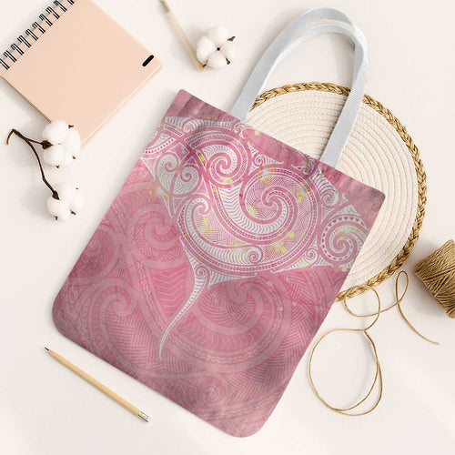 Breast Cancer Awareness Maori Aotearoa Tote Bag Manta Ray - Pink Glaze - Aussie Hoodie