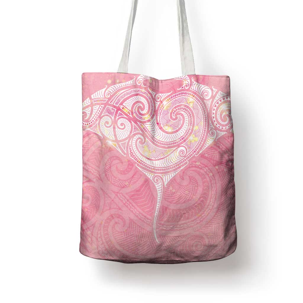 Breast Cancer Awareness Maori Aotearoa Tote Bag Manta Ray - Pink Glaze - Aussie Hoodie
