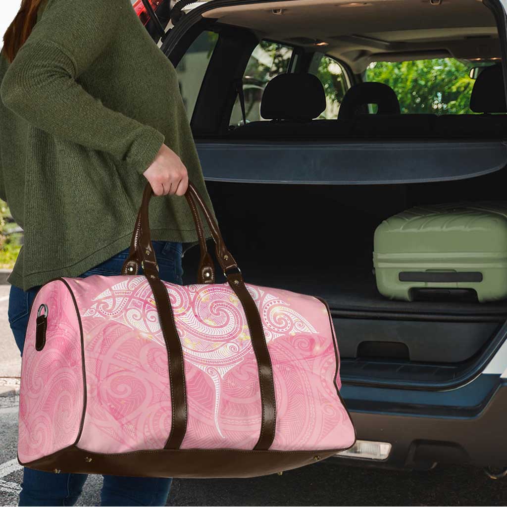 Breast Cancer Awareness Maori Aotearoa Travel Bag Manta Ray - Pink Glaze - Aussie Hoodie