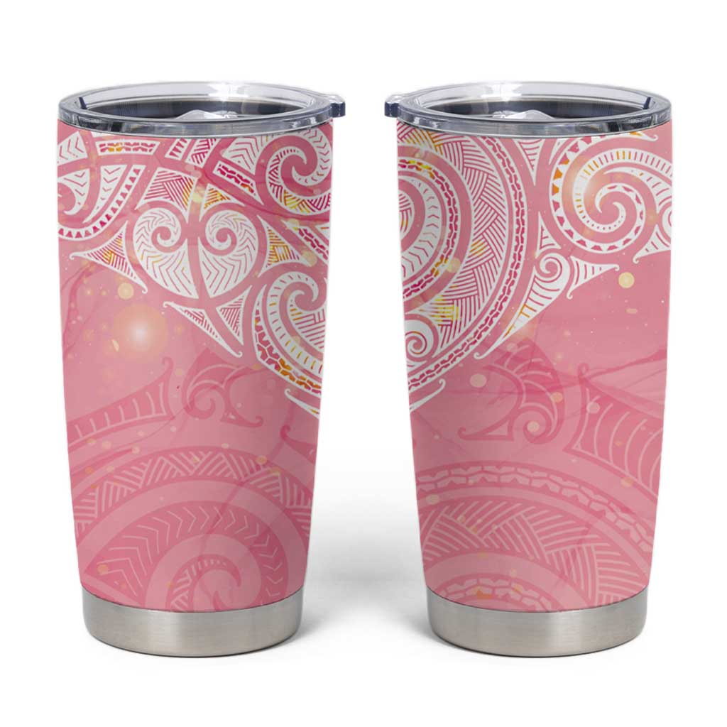 Breast Cancer Awareness Maori Aotearoa Tumbler Cup Manta Ray - Pink Glaze - Aussie Hoodie