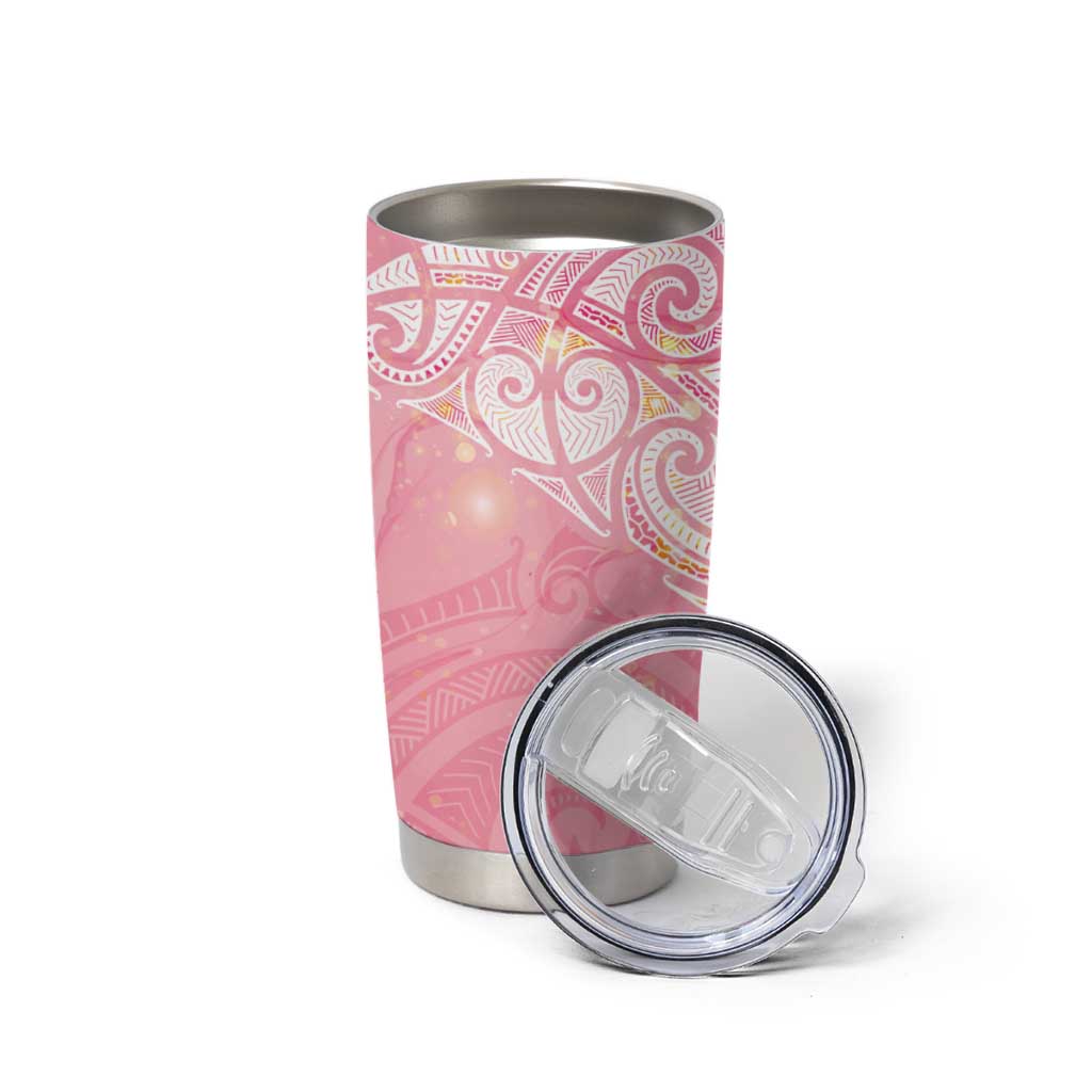 Breast Cancer Awareness Maori Aotearoa Tumbler Cup Manta Ray - Pink Glaze - Aussie Hoodie