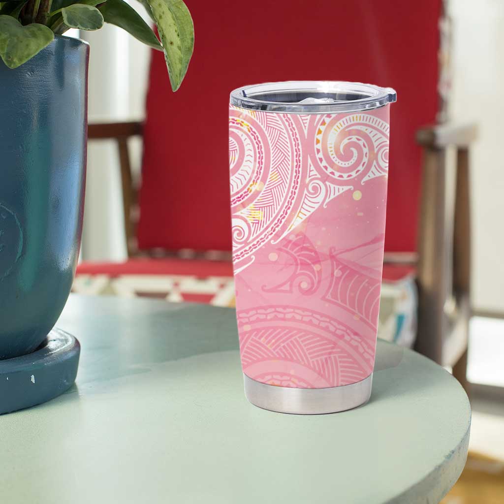 Breast Cancer Awareness Maori Aotearoa Tumbler Cup Manta Ray - Pink Glaze - Aussie Hoodie