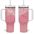 Breast Cancer Awareness Maori Aotearoa Tumbler With Handle Manta Ray - Pink Glaze - Aussie Hoodie